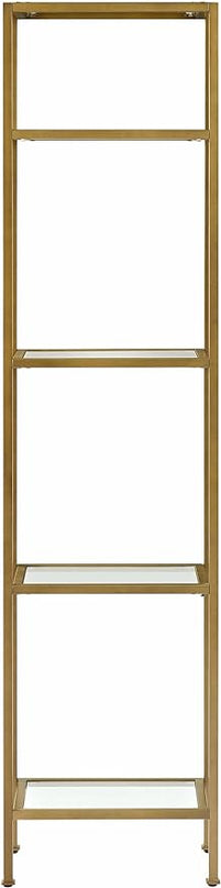 Crosley Furniture Aimee Narrow Etagere Bookcase - Gold and Glass - LeafyLoom