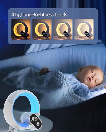 Smart Night Light for Kids,Wake Up Light Sunrise Alarm Clock,Ambient Light & Sleep Assistant White Noise Sound Machine Baby Night Light,App,Bluetooth Speaker,Snooze,Timer,Remote Control,Ideal for Gift - LeafyLoom