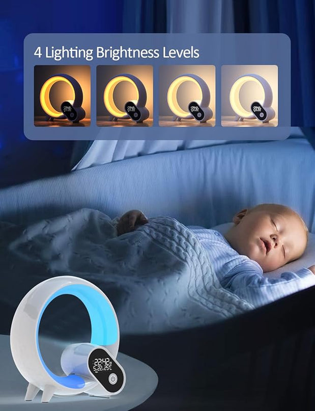 Smart Night Light for Kids,Wake Up Light Sunrise Alarm Clock,Ambient Light & Sleep Assistant White Noise Sound Machine Baby Night Light,App,Bluetooth Speaker,Snooze,Timer,Remote Control,Ideal for Gift - LeafyLoom