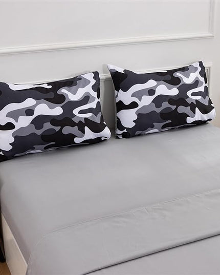 Meeting Story Camouflage Bedding Set, Colorful Pattern Style Comforter Set, 5 PCS One Comforter Two Pillowcases Two Sheets in One Bag, All Season Bedspread for Teens Adults (Grey,Full5pcs - LeafyLoom