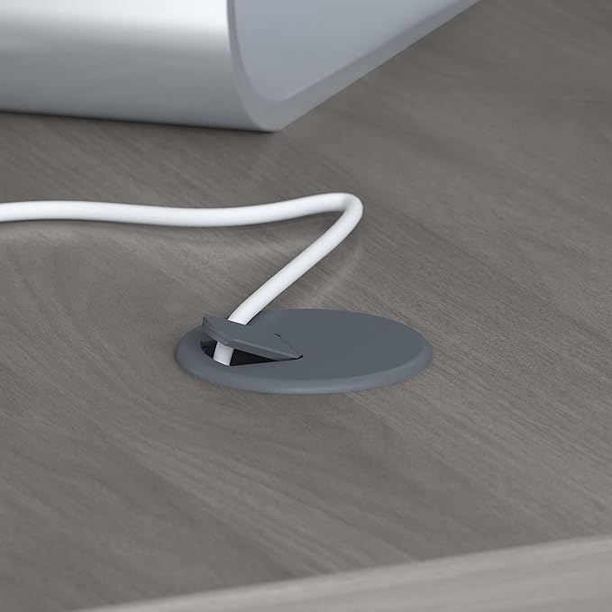 Bush Business Furniture Echo L Shape Desk with Wire Management | Corner Computer Table with Quick-to-Assemble Hardware | Home Office Credenza, 60W, Modern Gray - LeafyLoom
