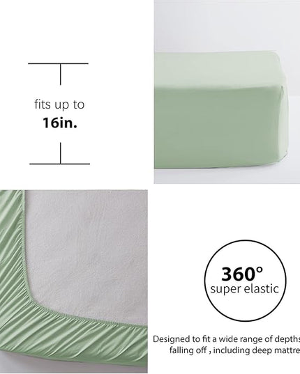Anluoer Queen Comforter Set, Sage Green Tufted Bed in a Bag 7 Pieces with comforters and sheets, All Season Bedding Sets with 1 Comforter, 2 PillowShams, 2 Pillowcases, 1 Flat Sheet, 1 Fitted Sheet - LeafyLoom