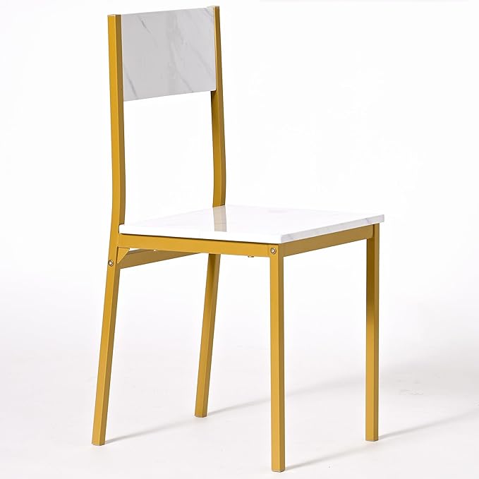 SogesHome 4-Piece Dining Table Set for 4 - Space-Saving Kitchen Set with Bench and Chairs, Ideal for Restaurants and Coffee Shops, Golden - LeafyLoom