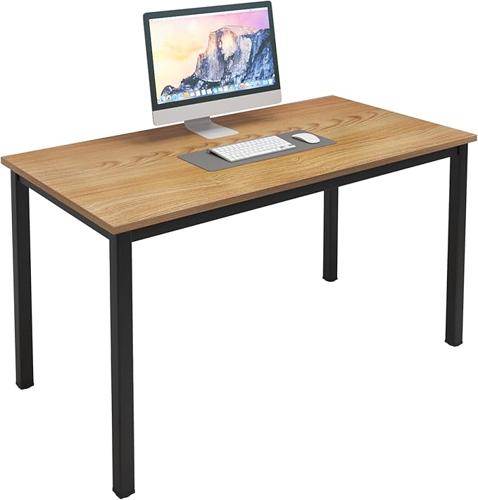 sogesfurniture Modern Simple Style Home Office Gaming Desk, 47.2 inches Office Desk Computer Desk Gaming Desk Computer Table Sturdy Writing Workstation for Home Office, Teak+Black - LeafyLoom