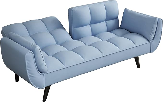 NicBex Sectional Couch Sofa with Folding Function Velvet Sofa Bed Cloud Couch for Living Room Furniture Sets with Adjustable Back, Modular Sofa for Living Room, Bedroom, Apartment,57" L, Navy Blue - LeafyLoom