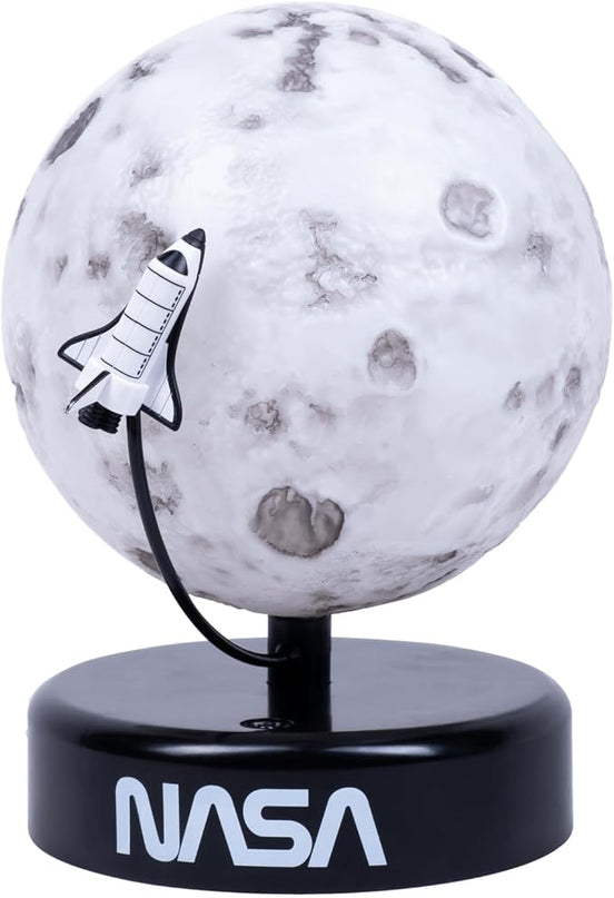 Fizz Creations NASA Inspired Moon Mood Light. Features a Realistic Cratered Effect and a Gentle Orbiting Rocket. Battery Powered. Portable. NASA Inspired Space Merchandise from - LeafyLoom