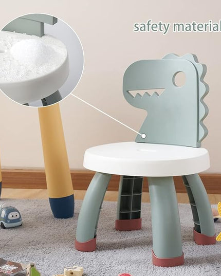 Toddler Chair,Plastic Kids Dino Chair,Sturdy Durable and Lightweight Toddler's Activity Chairs,Anti-Slip Ergonomic Design kids step stool,Indoor or Outdoor Use for Boys Girls Aged 1+ (Green) - LeafyLoom
