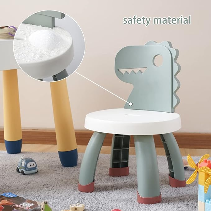 Toddler Chair,Plastic Kids Dino Chair,Sturdy Durable and Lightweight Toddler's Activity Chairs,Anti-Slip Ergonomic Design kids step stool,Indoor or Outdoor Use for Boys Girls Aged 1+ (Green) - LeafyLoom