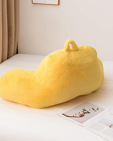 A Nice Night Faux Fur Reading Pillow Bed Wedge Large Adult Children Backrest with Arms Back Support for Sitting Up in Bed/Couch for Bedrest,Yellow - LeafyLoom