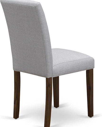 East West Furniture DLAB3-AWA-05 Dublin 3 Piece Set for Small Spaces Includes a Round Dining Room Table with Dropleaf and 2 Upholstered Chairs, 42x42 Inch - LeafyLoom