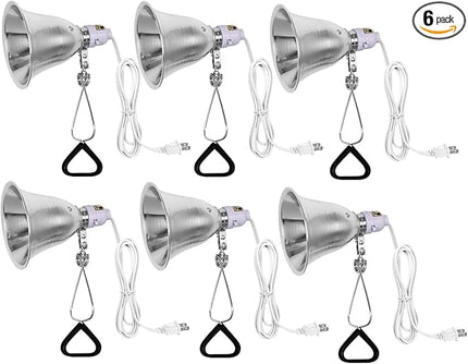 Simple Deluxe Clamp Lamp Light with 5.5 Inch Aluminum Reflector up to 60 Watt E26 Socket (no Bulb Included) 6 Feet 18/2 SPT-2 Cord, Silver and White, 6 Pack - LeafyLoom