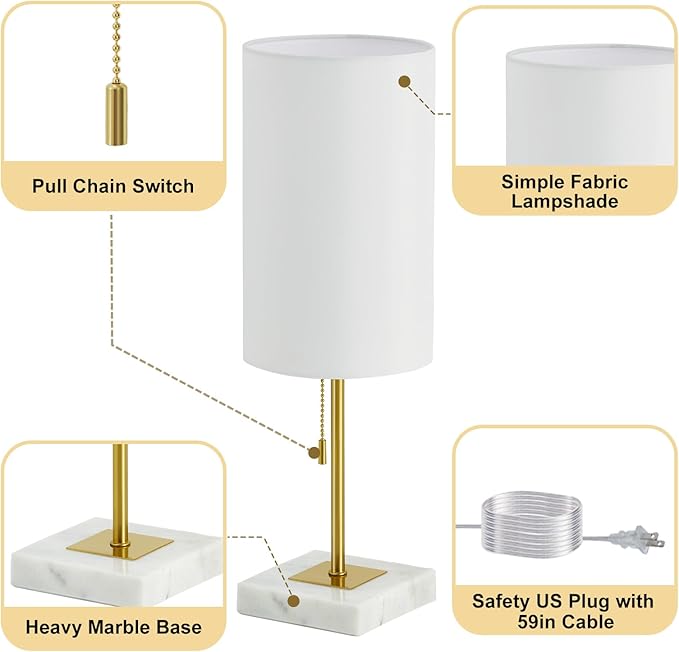 Luvkczc Minimalist Marble Table Lamp Set of 2 for Mens Room Table Decor - LeafyLoom