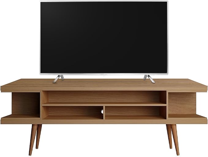 Manhattan Comfort Utopia 70.47" Freestanding Entertainment Center for Living Room, Mid Century Modern TV Stand with Shelves, Storage and Media Holes, Fits 65" Screens, 70.47 Inches, Maple - LeafyLoom