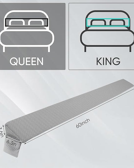 4 Modes Queen Size Wedge Pillow Headboard for Bed Gap, Foldable Bed Wedge Pillow Gap Filler, Mattress Gap Filler, Long Pillow for Bed Triangle Pillow, Fill The Gap (0-7) Between Headboard and Mattress - LeafyLoom