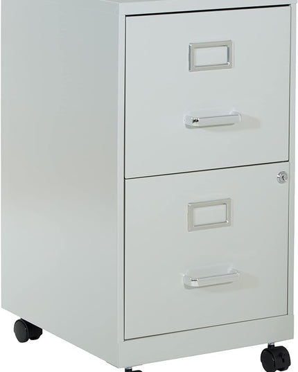 OSP Home Furnishings 2 Drawer Mobile Locking Metal File Cabinet, Grey - LeafyLoom