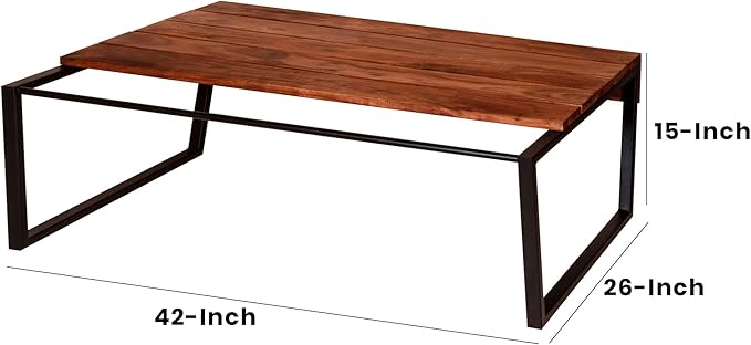 NicBex Coffee Table Wooden Coffee Table with Storage Rectangle Center Tables with Metal Frame Dining Table for Living Room, Dining Room, Office, and Bedroom,42" W, Brown+Black - LeafyLoom