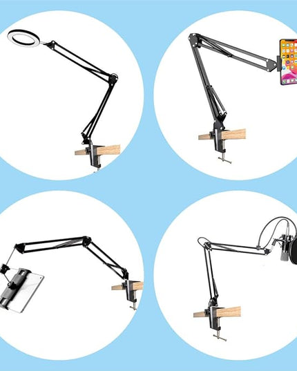 Desk lamp Clamp: 2PACK 1/2 Enlarge Hole Replacement C Clamp for Desk Light,Magnifying Glass with Light,Table Mic Stand,Mic Arm Desk Mount,Swing Arm Phone Holder,for Home Office Work Task (BLACK) - LeafyLoom