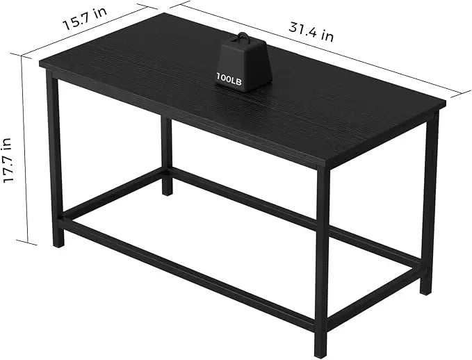 SAYGOER Small Black Coffee Table Simple Modern Open Design Rectangular Minimalist Center Table for Living Room Small Spaces, Easy Assembly, 31.5 x 15.7 x 17.7, Black - LeafyLoom