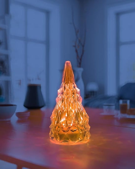 Iceberg Shape Crystal Lamp Table Night Light, Amber Yellow White 3 Colors Touch Control USB Rechargeable Small Bedside Lights Lovely Gifts for Home Bedroom Decor - LeafyLoom
