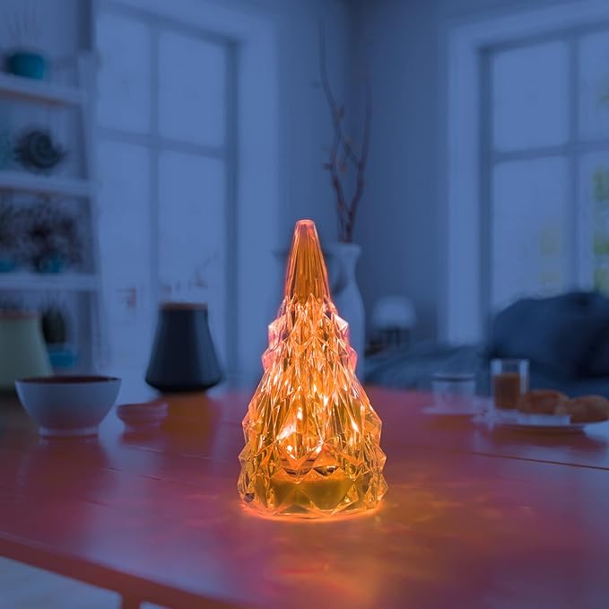 Iceberg Shape Crystal Lamp Table Night Light, Amber Yellow White 3 Colors Touch Control USB Rechargeable Small Bedside Lights Lovely Gifts for Home Bedroom Decor - LeafyLoom