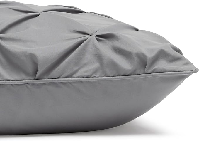 Amazon Basics All-Season Down-Alternative Comforter 3-Piece Bedding Set, Pinch Pleat, Pinched Pleat With Piped Edges, King, Dark Grey - LeafyLoom