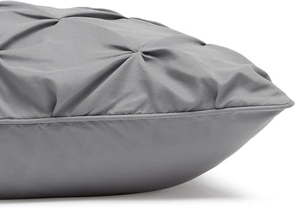 Amazon Basics All-Season Down-Alternative Comforter 3 Piece Bedding Set, Full/Queen, Dark Grey, Pinch Pleat With Piped Edges - LeafyLoom