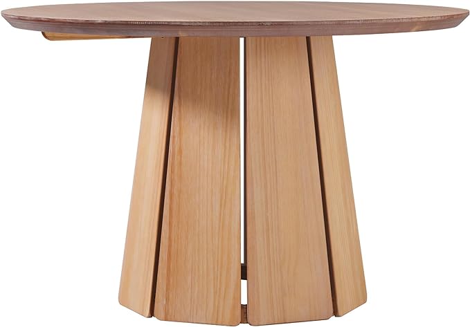 Walker Edison Scandinavian Paneled-Wood Pedestal Base Round Top Dining Table, 48 Inch, Cerused White - LeafyLoom