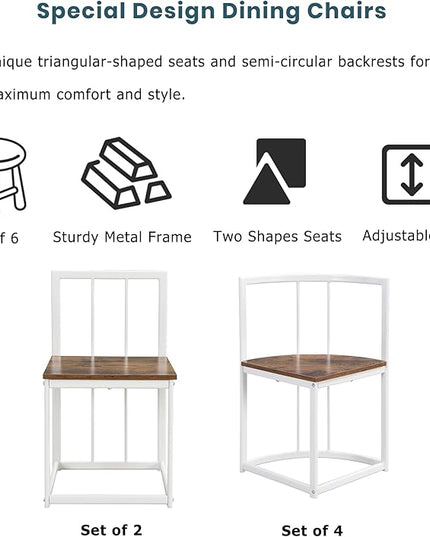7-Piece Modern Set-Compact 55-Inch Faux Marble Kitchen Table with 6 Chairs-Elegant and Practical Dining Room Furniture-White and Cherry Finish - LeafyLoom