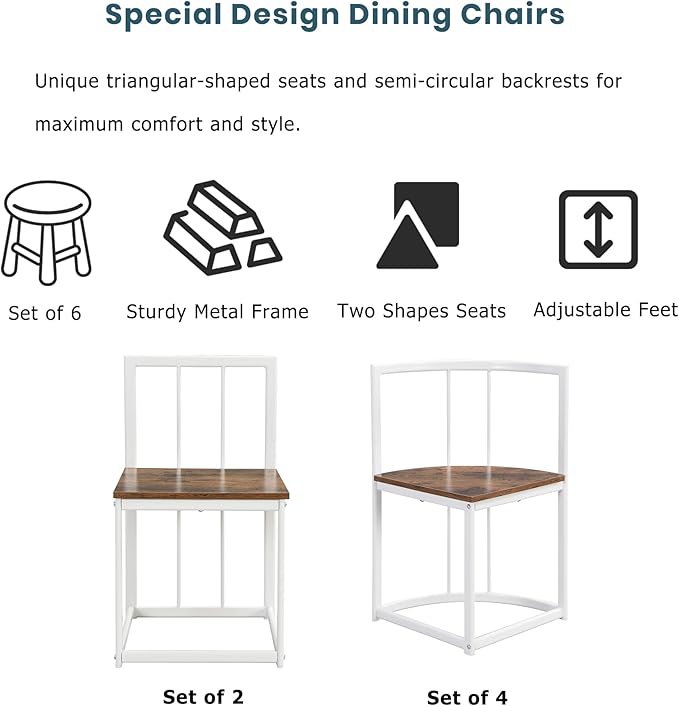 7-Piece Modern Set-Compact 55-Inch Faux Marble Kitchen Table with 6 Chairs-Elegant and Practical Dining Room Furniture-White and Cherry Finish - LeafyLoom