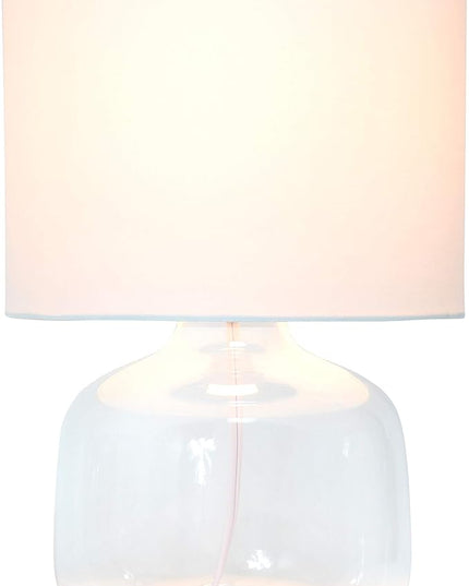 Simple Designs LT2064-CLW Glass Table Lamp with White Fabric Shade, Clear (Pack of 4) - LeafyLoom