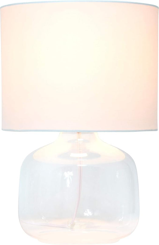 Simple Designs LT2064-CLW Glass Table Lamp with White Fabric Shade, Clear (Pack of 4) - LeafyLoom