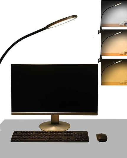 LED Desk lamp with Clamp, Eye-Caring Clip on Lamp for Home Office, 5 Lighting Modes with 5 Brightness Levels, Flexible Gooseneck Swing Arm Architect Task Table Lamps - LeafyLoom