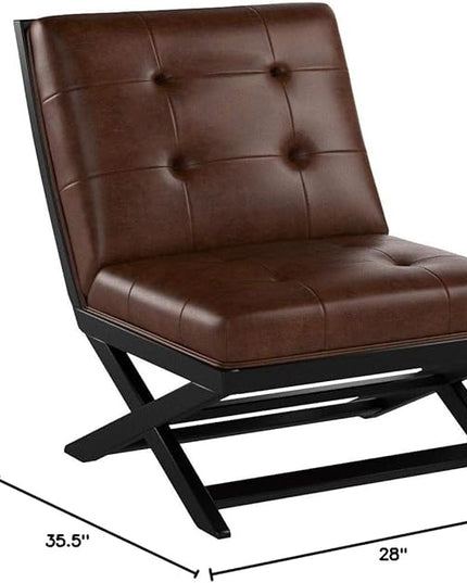 Signature Design by Ashley Sidewinder Mid-Century Modern Faux Leather Accent Chair, Brown - LeafyLoom