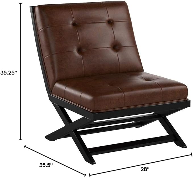 Signature Design by Ashley Sidewinder Mid-Century Modern Faux Leather Accent Chair, Brown - LeafyLoom