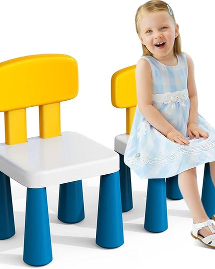 2 Pcs Plastic Toddler Chairs: Kids Chair for Table Birthday Gifts Step Stool Lightweight Indoor Outdoor School Playroom Nursery Beach Camping Activity Small Chair for Kids Boys Girls Age 3-10 - LeafyLoom