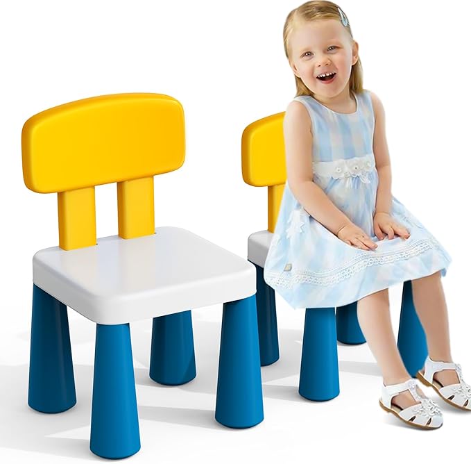 2 Pcs Plastic Toddler Chairs: Kids Chair for Table Birthday Gifts Step Stool Lightweight Indoor Outdoor School Playroom Nursery Beach Camping Activity Small Chair for Kids Boys Girls Age 3-10 - LeafyLoom