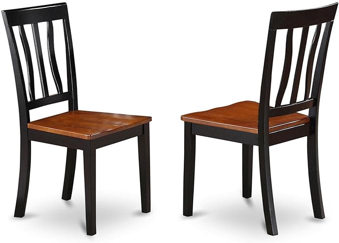 East West Furniture Antique 5 Piece Kitchen Set for 4 Includes a Round Room Table with Pedestal and 4 Dining Chairs, 36x36 Inch, ANTI5-BLK-W - LeafyLoom