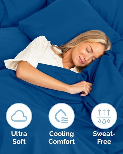 Full Size 4 Piece Sheet Set - Comfy Breathable & Cooling Sheets - Hotel Luxury Bed Sheets for Women & Men - Deep Pockets, Easy-Fit, Soft & Wrinkle Free Sheets - Royal Blue Oeko-Tex Bed Sheet Set - LeafyLoom