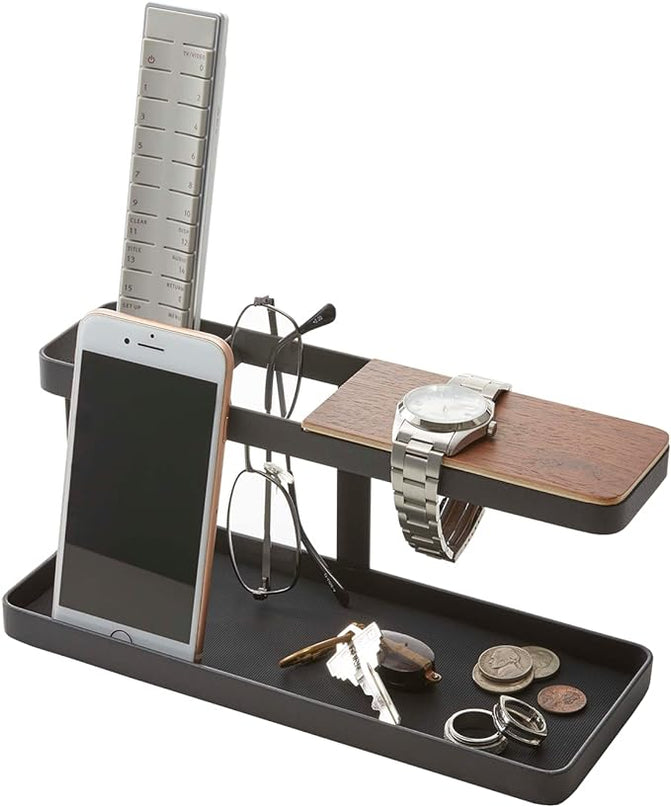 YAMAZAKI home 2300 Desk Bar-Wood & Steel Organizer, One Size, Black - LeafyLoom