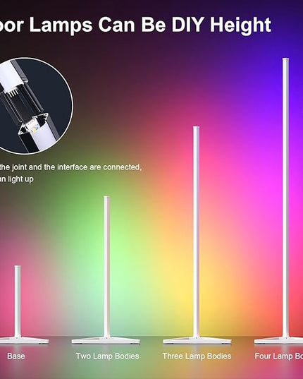 MIHEAL Corner Floor Lamp - Smart RGB LED Corner Lamp with App and Remote Control, 16 Million Colors & 68+ Scene, Music Sync, Timer Setting -for Living Rooms, Bedrooms, and Gaming Rooms - LeafyLoom