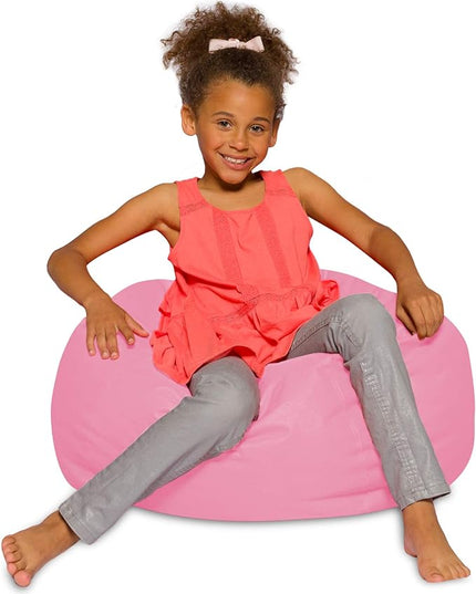 Posh Creations Bean Bag Chair for Kids, Teens, and Adults Includes Removable and Machine Washable Cover, Solid Pink, 27in - Medium - LeafyLoom
