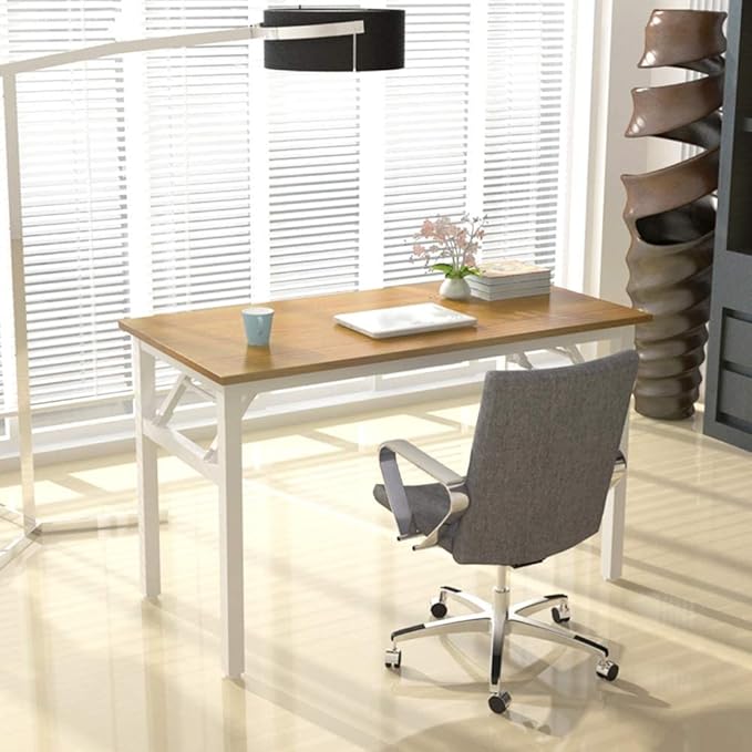 Folding Desk, 31.5 inch No Assembly Folding Desks for Small Spaces, Sturdy Foldable Computer Desk, Multi-Purpose Home Office Desks, Study Writing Desk Office Table Workstation for Home Office Outdoor - LeafyLoom