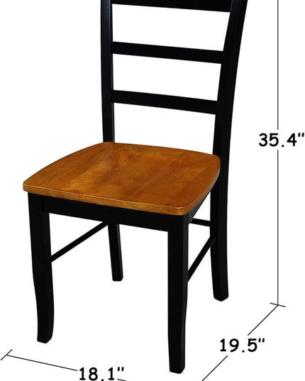 International Concepts Pair of Madrid LadderBack Chairs, Black/Cherry - LeafyLoom