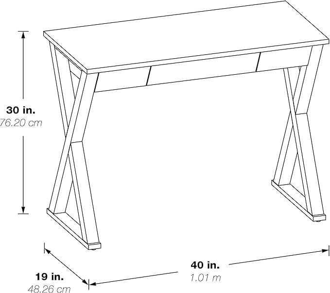 OSP Home Furnishings Marna Modern Writing Home Office Desk with Drawer, Weathered White Finish - LeafyLoom