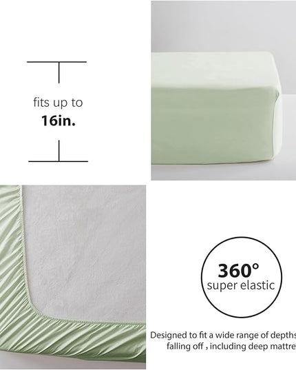 Anluoer Queen Comforter Set 7 Pieces, Sage Green Tufted Bed in a Bag with comforters and sheets, All Season Bedding Sets with 1 Comforter, 2 PillowShams, 2 Pillowcases, 1 Flat Sheet, 1 Fitted Sheet - LeafyLoom