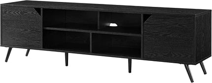 Walker Edison Nora Modern Minimal Open-Shelf Stand for TVs up to 80 Inches, 70 Inch, Black - LeafyLoom