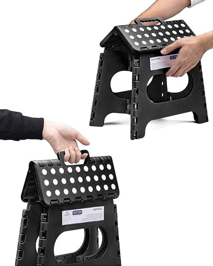 Delxo 9 Inch Folding Step Stool in Black,1 Pack Premium Heavy Duty Foldable Stool for Kids,Portable Collapsible Plastic Step Stool,Non Slip Folding Stools for Kitchen Bathroom Bedroom - LeafyLoom