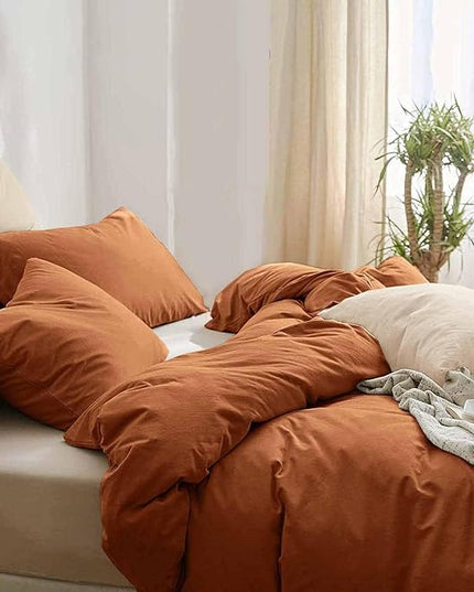 ETDIFFE Burnt Orange Comforter Set Twin/Twin XL Size, 2pc Aesthetic Modern Bedding Set - Soft & Lightweight All Season Extra Long Microfiber Down Alternative Bed Comforter with 1 Pillow Sham - LeafyLoom