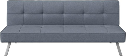 Serta Rane Convertible Sofa Lounger Microfiber Light Grey Full - LeafyLoom