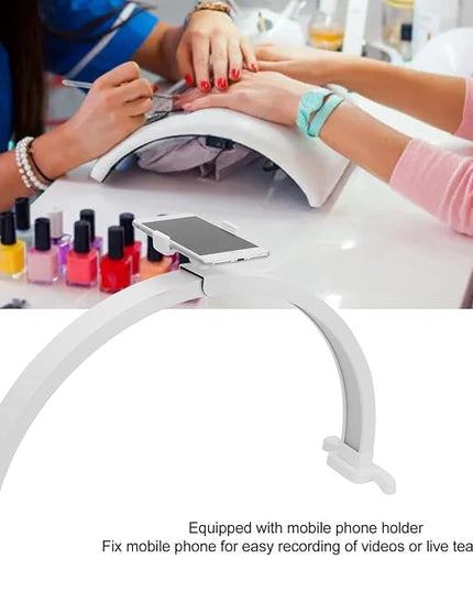 Dpofirs 20 Inch Lash Light, LED Half Moon Nail Desk Lamp, U Shaped Fill Light Floor Lamp, Half Moon Light Nail Lamp for Desk, Lash Tech Light, Manicure Led Light for Beauty Skincare (US - LeafyLoom